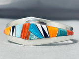 Rare Double Artist Signed Vintage Native American Navajo Turquoise Sterling Silver Bracelet-Nativo Arts