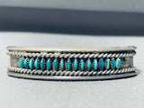Very Old Beautiful Vintage Native American Zuni Needle Turquoise Sterling Silver Bracelet-Nativo Arts
