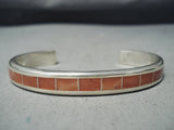 Dramatic Zuni Coral Sterling Silver Bracelet Native American-Nativo Arts