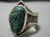 Stunning Vintage Native American Navajo Large Cerrillos Turquoise Sterling Silver Ring-Nativo Arts