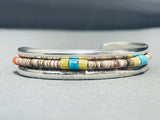 Heishi Love Vintage Native American Navajo Turquoise Sterling Silver Bracelet Old-Nativo Arts