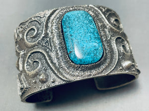 Heavy 157 Grams Vintage Native American Navajo Sterling Silver Turquoise Bracelet-Nativo Arts