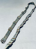 For Jeans! Vintage Native American Navajo Hand Tooled Sterling Silver Turquoise Concho Belt-Nativo Arts