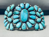 Awesome Vintage Native American Navajo Kingman Turquoise Cluster Sterling Silver Huge Bracelet-Nativo Arts