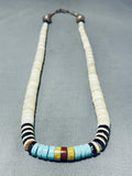 Native American Authentic Vintage Navajo Turquoise Sterling Silver Heishi Necklace-Nativo Arts