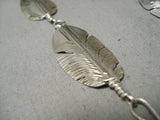 Hand Carved Feather Master Native American Navajo Sterling Silver Necklace-Nativo Arts