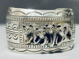 Pack Of Wolves Detailed Native American Navajo Sterling Silver Bracelet-Nativo Arts