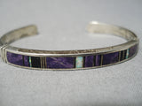 Incredible Vintage Native American Navajo Sugulite Opal Sterling Silver Inlay Bracelet-Nativo Arts
