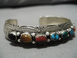 Stunning Vintage Native American Navajo Wil Benally Convex Sterling Silver Turquoise Bracelet-Nativo Arts