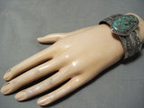 Rob Yellowhorse Vintage Native American Navajo Green Turquoise Sterling Silver Bracelet-Nativo Arts