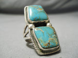 One Of Best Vintage Native American Navajo Martinez Turquoise Sterling Silver Heavy Ring-Nativo Arts