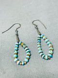 Incredible Vintage Santo Domingo Blue Gem Turquoise Shell Silver Earrings-Nativo Arts