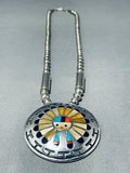 Native American One Of The Best Ever Vintage Zuni Turquoise Inlay Sterling Silver Necklace-Nativo Arts