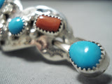 Gorgeous Navajo Native American Turquoise Coral Sterling Silver Hair Barrette-Nativo Arts