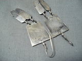 Amazing Vintage Navajo Sterling Silver Feather Earrings Native American Old-Nativo Arts