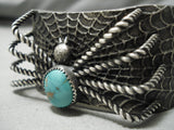 Quality Native American Turquoise Sterling Silver Spider Bracelet Cuff-Nativo Arts
