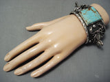 Huge Scorpion #8 Turquoise Sterling Silver Native American Bracelet-Nativo Arts