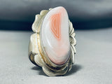 Remarkable Native American Navajo Pink Conch Sterling Silver Ring Signed Tommy Willeto-Nativo Arts