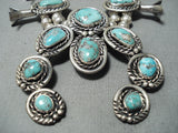 Gilbert Turquoise Vintage Native American Navajo Sterling Silver Squash Blossom Necklace Old-Nativo Arts