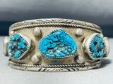 Amazing Vintage Native American Navajo 5 Sleeping Beauty Turquoise Sterling Silver Bracelet-Nativo Arts