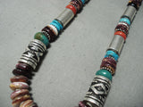 Authentic Chunky Vintage Native American Navajo Turquoise Sterling Silver Necklace-Nativo Arts