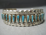 Amazing Vintage Native American Navajo Turquoise Needle Sterling Silver Bracelet Native-Nativo Arts
