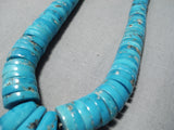 Native American Striking Vintage Santo Domingo Turquoise Sterling Silver Necklace Old-Nativo Arts