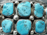 Marie Thompson Vintage Native American Navajo 12 Kingman Turquoise Sterling Silver Bracelet-Nativo Arts