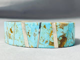 One Of The Best Vintage Native American Navajo #8 Turquoise Inlay Sterling Silver Bracelet-Nativo Arts
