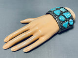 Gene Yvonne Mahoot Vintage Native American Zuni Turquoise Sterling Silver Bracelet Heavy-Nativo Arts