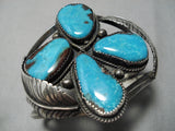 Quality Vintage Native American Navajo Red Mountain Turquoise Sterling Silver Bracelet Old-Nativo Arts