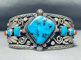 Amazing Vintage Native American Navajo Sleeping Beauty Turquoise Sterling Silver Bracelet Signed-Nativo Arts