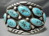 One Of The Biggest Best Vintage Native American Navajo Turquoise Sterling Silver Bracelet-Nativo Arts