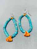 Very Rare Vintage Native American Navajo Turquoise Sterling Silver Jacla Earrings-Nativo Arts