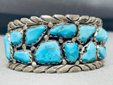 Signed Vintage Native American Navajo Morenci Turquoise Sterling Silver Bracelet-Nativo Arts