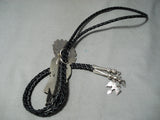Native American Important Francisco Gomez Turquoise Coral Sterling Silver Bolo Tie-Nativo Arts