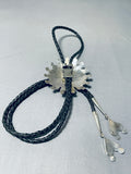 Huge Detailed Lonjose Sensational Native American Zuni Turquoise Sterling Silver Bolo-Nativo Arts