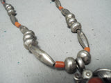 Phenomenal Vintage Native American Navajo Coral Sterling Silver Necklace-Nativo Arts
