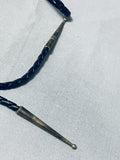 Signed Vintage Native American Hopi Morenci Turquoise Sterling Silver Bolo Tie-Nativo Arts