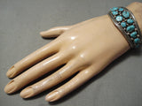 Incredible Vintage Native American Navajo Chunky Turquoise Sterling Silver Bracelet Old-Nativo Arts