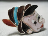 Detailed Native American Sterling Silver Turquoise Pinocchio Disney Ring-Nativo Arts