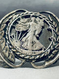 One Of Most Unique Vintage Native American Navajo Sterling Silver Coin Leaf Bracelet-Nativo Arts