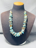 249 Grams Vintage Native American Navajo Chunk Green Turquoise Sterling Silver Necklace-Nativo Arts