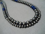 Museum Vintage Native American Navajo Lapis Sterling Silver Wrap Around Necklace-Nativo Arts