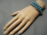 Striking Vintage Navajo Deep Turquoise Sterling Silver Native American Bracelet-Nativo Arts