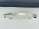 Heavy Thicker Vintage Native American Navajo Hand Etched Sterling Silver Bracelet Cuff-Nativo Arts