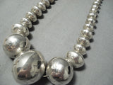 One Of The Biggest Ever Vintage Native American Navajo Sterling Silver Bead Necklace-Nativo Arts