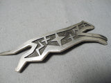 Important Vintage Hopi Duane Maktima Sterling Silver Cat Pin Native American-Nativo Arts