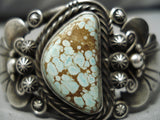 Magnificent Vintage Native American Navajo Toledo Family #8 Turquoise Sterling Silver Bracelet-Nativo Arts