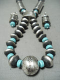 Long Tubule Rare Native American Navajo Turquoise Signed Sterling Silver Necklace-Nativo Arts